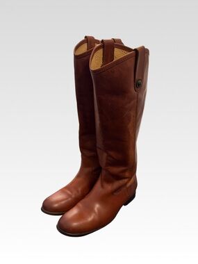 Frye Tall Leather Riding Boots in Chestnut